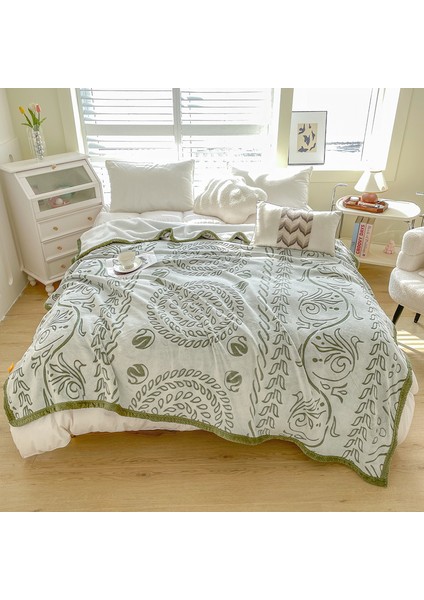 1 Parça Jakarlı Mercan Polar Battaniye 150*200CM Yeşil (Yurt Dışından)