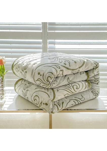 1 Parça Jakarlı Mercan Polar Battaniye 150*200CM Yeşil (Yurt Dışından)