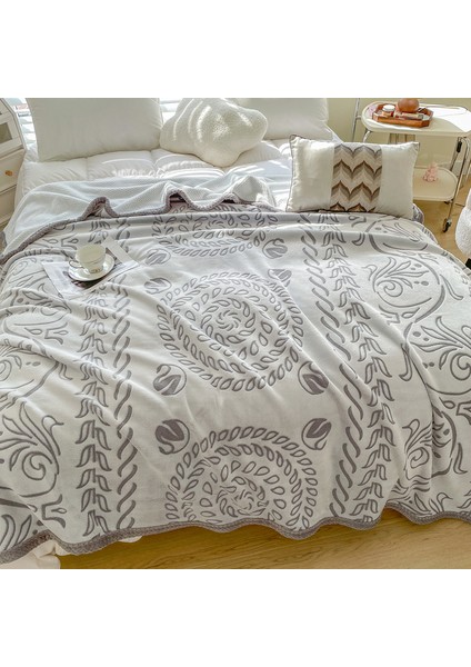1 Parça Jakarlı Mercan Polar Battaniye 150*200CM Gri (Yurt Dışından)