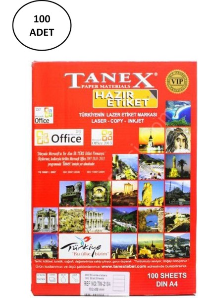 TW-2104 Lazer Etiket 192X59 mm 100 Lü