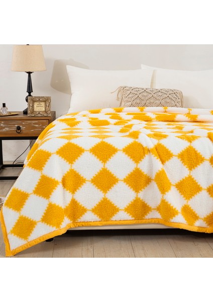 Tek Parça Çift Taraflı Polar Battaniye Tüm Mevsimler Için 100*150CM Sarı (Yurt Dışından)
