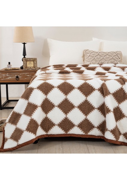 Tek Parça Çift Taraflı Polar Battaniye Tüm Mevsimler Için 150*200CM Kahve (Yurt Dışından)