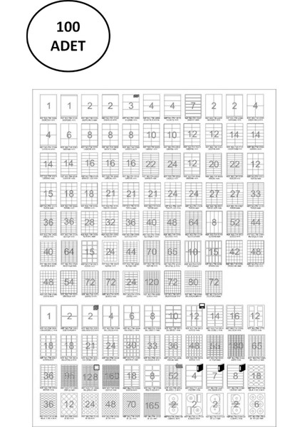 TW-2027 70X32,125 mm Laser Etiket 100 Adet fiyatları