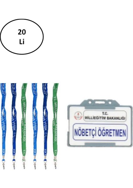 Nöbetçi Öğretmen Yaka Kartı Ipli 5x8 cm 20'li