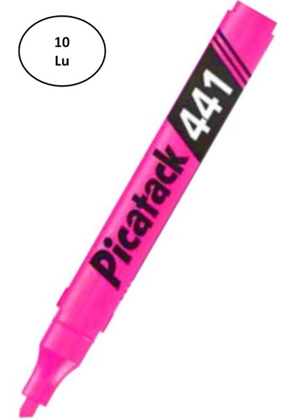 Picatack 441 Fosforlu Kalem Pembe 10'lu