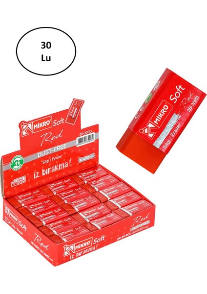 Silgi Soft Kırmızı 2B-30RD 30'lu