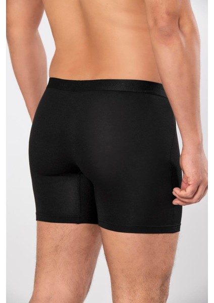 Siyah Micro Modal Premium Erkek Uzun Boxer