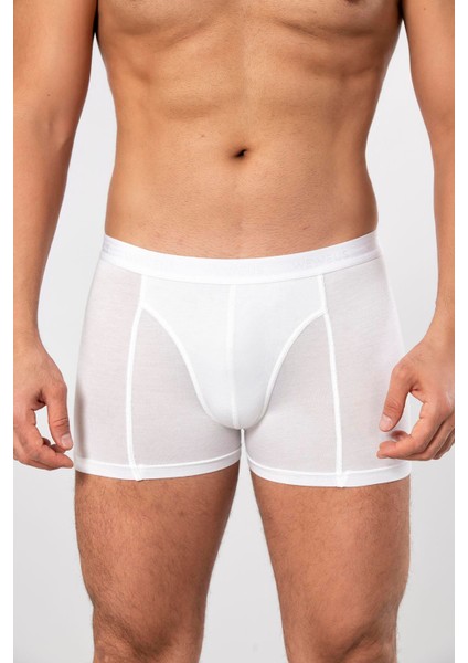 Beyaz Micro Modal Premium Erkek Boxer