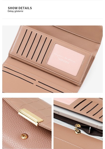 Bayanlar Orta Uzunluklu Cüzdan Kart Tutucu Entegre Büyük Kapasiteli Depolama Gümüş Cüzdan (Yurt Dışından) fırsatları