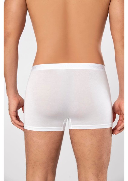 Beyaz Micro Modal Premium Erkek Boxer