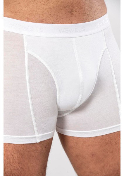 Beyaz Micro Modal Premium Erkek Boxer