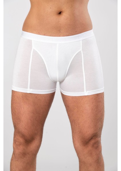 Beyaz Micro Modal Premium Erkek Boxer