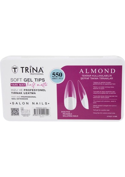 Soft Jel Takma Tırnak - Almond (Yarı Mat) 550' Li - 20