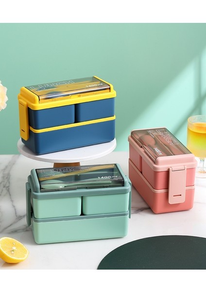 Aiyouhui Sınır Ötesi Kare Öğle Yemeği Kutusu Plastik Mikrodalga Dalga Isıtılabilir Ofis Çalışanı Japon Tarzı Çift Katmanlı Öğrenci Öğle Yemeği Kutusu (Yurt Dışından) indirimleri