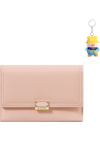 Basit Bayan Cüzdan Orta Uzunluk Düz Renk Üç Katlı El Çantası Uzun Kart Tutucu Kart Tutucu (Yurt Dışından)