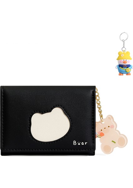 Kart Üç Katlı Öğrenci Kız Kısa Cüzdan Mini Katlanır Çoklu Kart Yuvası Sıfır Cüzdan Para Kumaş Kart Kutusu (Yurt Dışından)