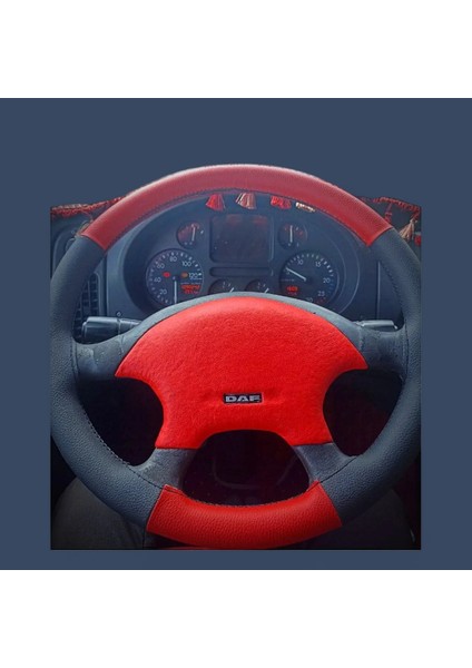 Dikişli Direksiyon Kılıfı Siyah/kırmızı Deri Siyah Dikişli Tır Kamyon Daf Için fiyatları