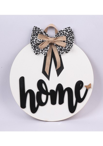 Leopar Desenli Fiyonk ve Ahşap Yazılı Dekoratif Home Kapı Süsü