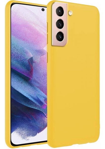 Samsung Galaxy S22 Plus İnce Mat Silikon Kılıf Sarı