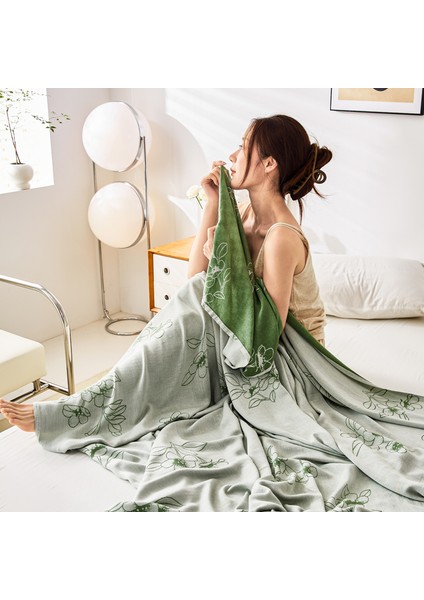 1 Parça Bambu Elyaf Yaz Serin Battaniye 200X230CM Yaz Yeşili (Yurt Dışından)