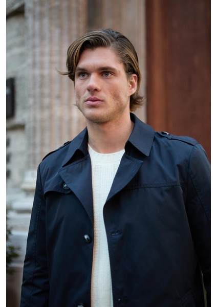 Erkek Fit Kalıp Lacivert Trençkot indirimleri