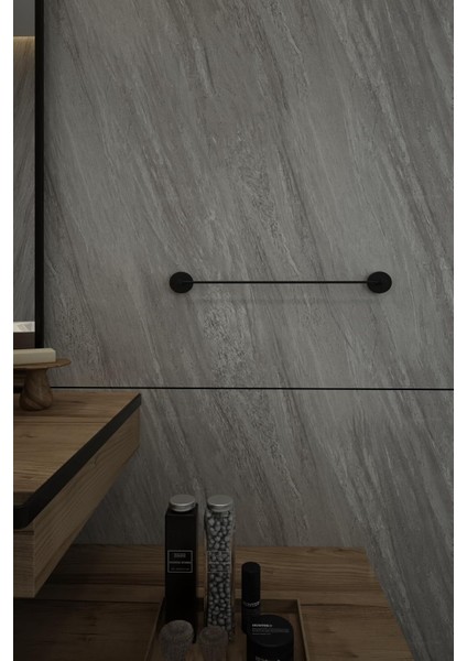 Siyah Uzun Havluluk Havlu Askısı Banyo Askısı 40 cm - Delmeye Son İster Yapıştır İster Montajla