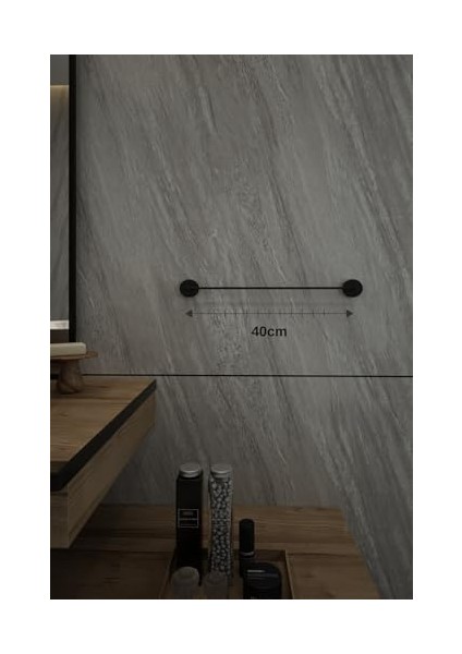 Siyah Uzun Havluluk Havlu Askısı Banyo Askısı 40 cm - Delmeye Son İster Yapıştır İster Montajla modelleri