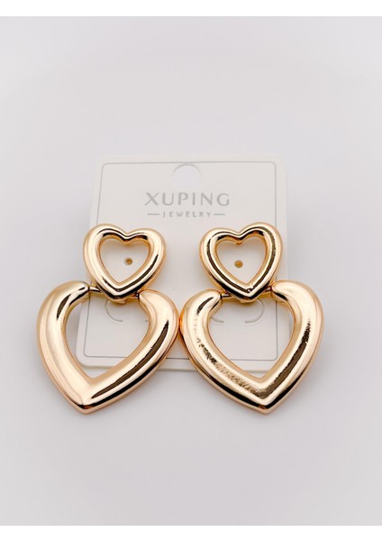 Çelik Küpe Çift Kalpli Sallantılı Şık Küpe indirimleri