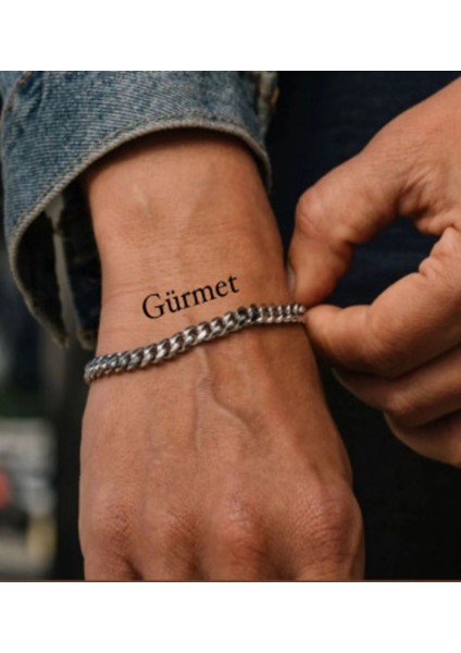 Nurten Yazılı Taşlı Oynak Isim Künye 925 Gümüş Işıklı Kutuda