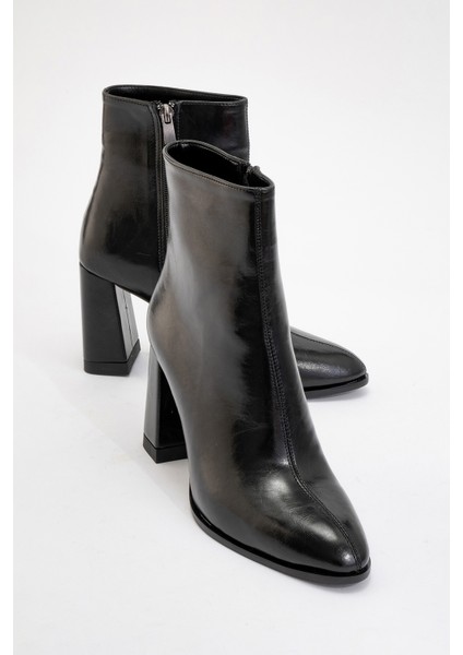 Jewel Siyah Cilt Kadın Topuklu Bot