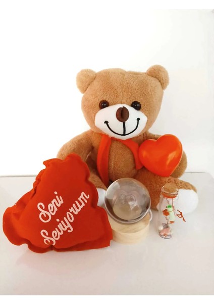 Sevgililer Günü Doğum Günü Yıldönümü Yılbaşı Sevgiliye Hediye Peluş Ayı Işıklı Küre Ledli