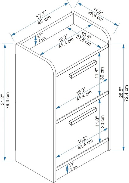 Luses 2 Çekmeceli Modern Tasarım Genç Odası Komodin, Beyaz - Luses indirimleri