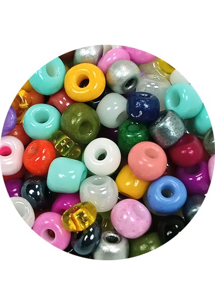 Dökme Cam Kum Boncuk Büyük Boy (6/0) 4 mm - 60 Gram - Karışık Renkli - BNC132