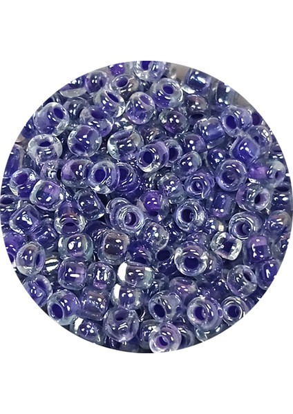 Dökme Cam Kum Boncuk (8/0) 3 mm - 20 Gram - Şeffaf Mor Beyaz - BNC181