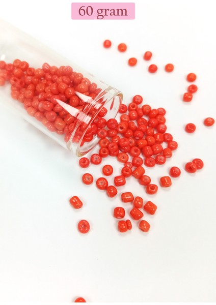 Dökme Cam Kum Boncuk Büyük Boy (6/0) 4 mm - 60 Gram - Turuncu - BNC137