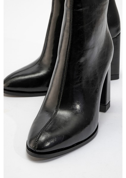 Jewel Siyah Cilt Kadın Topuklu Bot modelleri