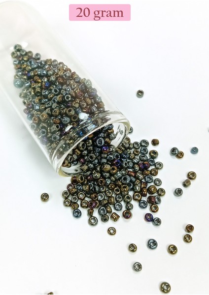 Dökme Cam Kum Boncuk (8/0) 3 mm - 20 Gram - Alacalı Renk - BNC151