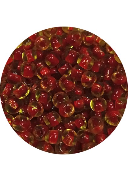 Dökme Cam Kum Boncuk (8/0) 3 mm - 20 Gram - Şeffaf Sarı Kırmızı - BNC175