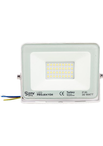 30 Watt - 220 Volt 6500K IP65 150* Işık Açısı Beyaz Slim Kasa LED Projektör