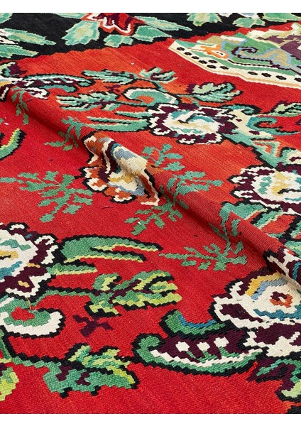 230X322 cm Türk Büyük Boy Halı, Harika Yeşil ve Kırmızı Renkli Çiçek Desenli Kilim, Büyük Salon ve Ofis Için El Dokuma Yün Halı fiyatları