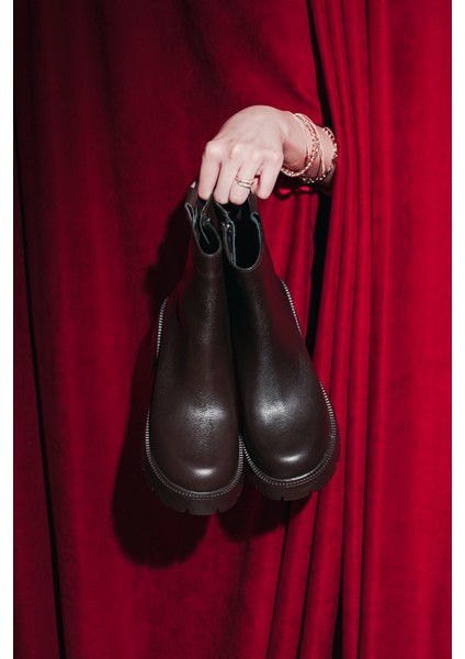 Kadın Hakiki Deri Günlük Bot Kalın Tırtıklı Taban Fesko indirimleri