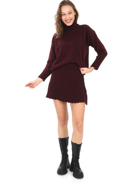 Kazak Etek Triko Takım-Bordo modelleri