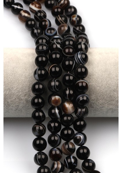 Göz Akik Doğaltaş Dizi 10 mm Küre Kesim