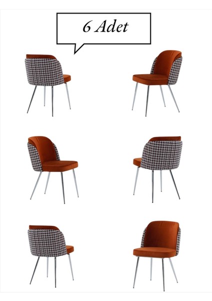 Keşfet Series Sandalye , 6 Adet , Mutfak , Oturma Odası, Salon, Metal Ayak , Çok Amaçlı