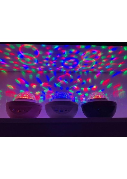 Dekoratif Efektli Şarjlı LED Projeksiyon Bluetoothlu Hoparlör Disko Gece Lambası