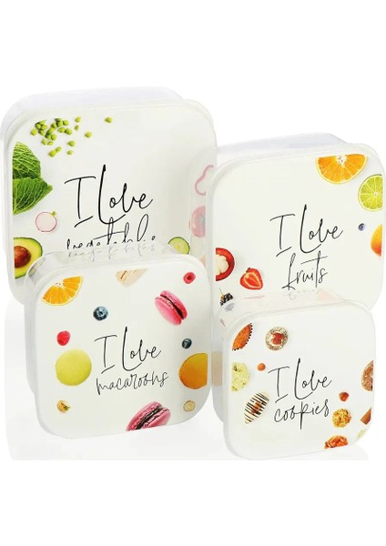 Funbox 4'lü Saklama Kabı Seti - I Love Foods