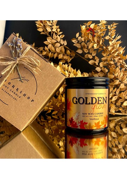 Golden Glow: Dekoratif Vanilya Kokulu Ahşap Fitilli Doğal Soya Wa x Mum Amber Cam Kavanoz fırsatları