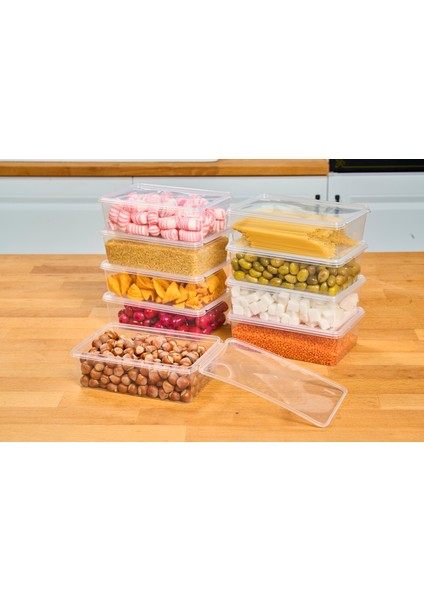 Plastik Saklama Kabı Kendinden Kapaklı 1 lt 19 x 13 x 6 cm 10 Adet