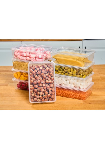 Plastik Saklama Kabı Kendinden Kapaklı 1 lt 19 x 13 x 6 cm 10 Adet