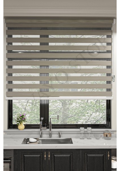 Sütlü Kahve Ithal Bambu Etek Dilimsiz Stor Zebra Perde fiyatları